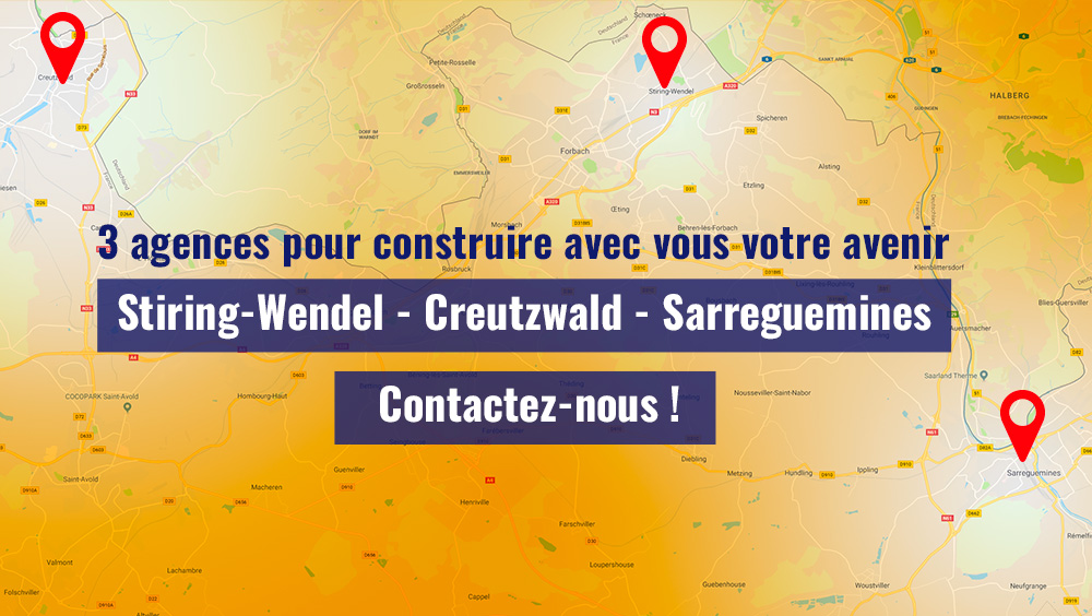 Carte agences intérim sans frontières Creutzwald, Sarreguemines et Stiring-Wendel